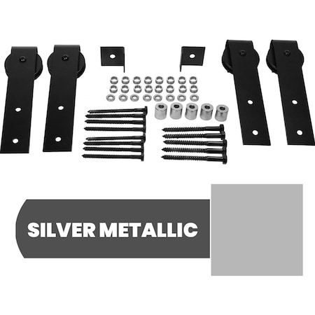 Ekena Millwork Exterior Dummy Roller Series Double-Panel Hardware Set w/ 4 Fixed J-Strap Hangers and 8' Track GB6004EP81